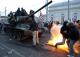 угнанный Т-34 на антиправительственных выступлениях в Будапеште в 2006 г